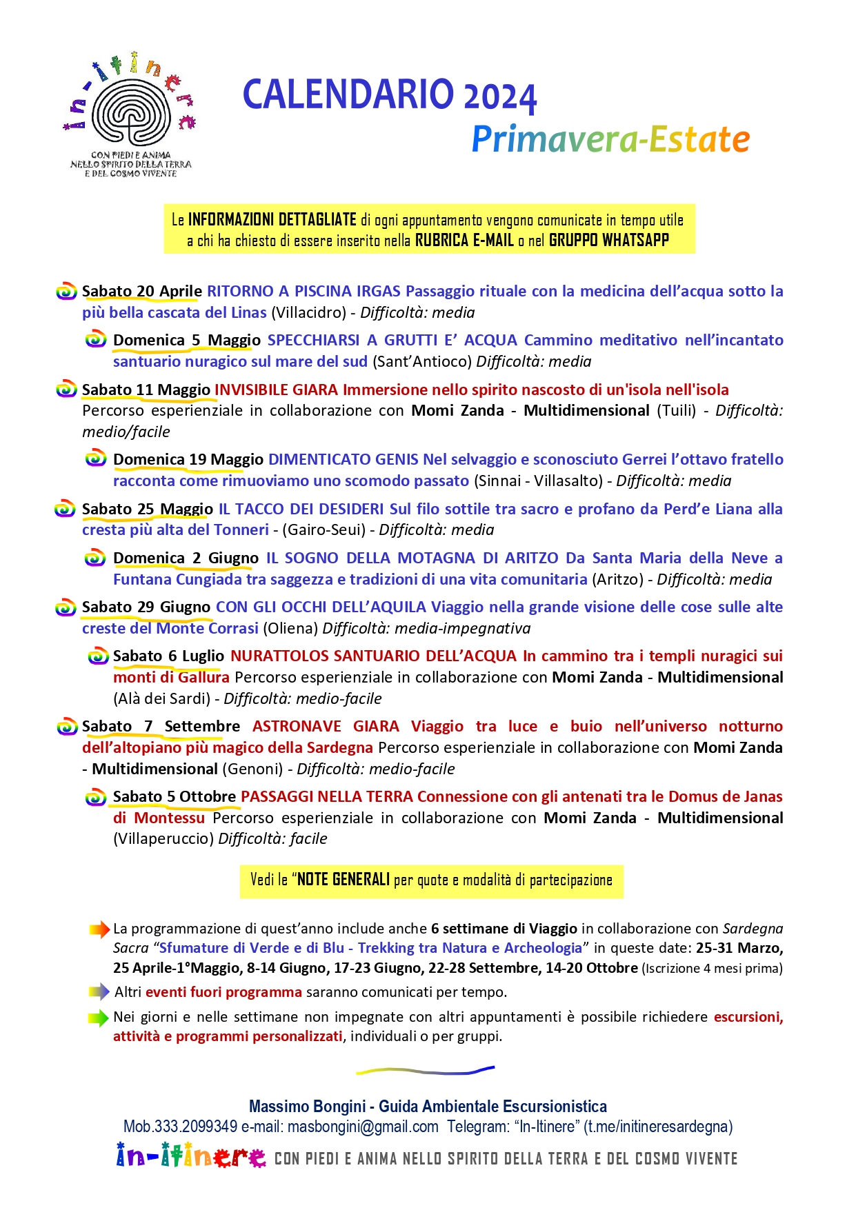 1. CALENDARIO APRILE-OTTOBRE 2024 In-Itinere